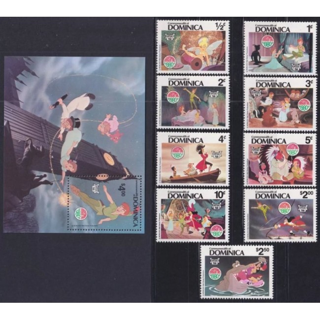 Dominica 1980 - Peter Pan-Walt Disney, serie+colita neuzata