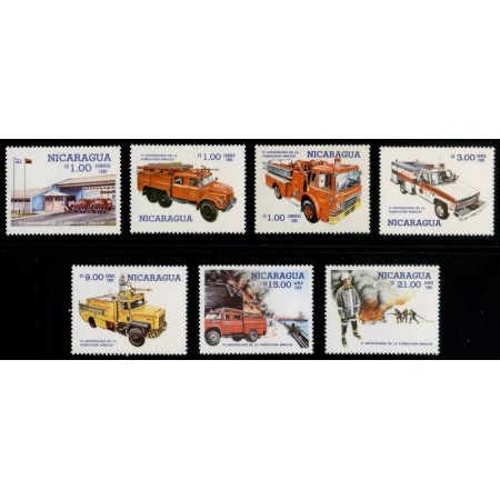 NIcaragua 1985 - Pompieri, masini, serie neuzata