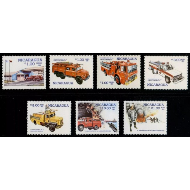 NIcaragua 1985 - Pompieri, masini, serie neuzata