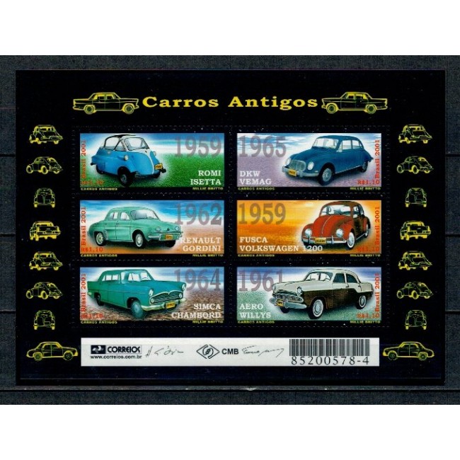 Brazilia 2001 - Masini de epoca, bloc neuzat