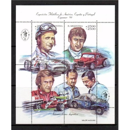 Argentina 1991 - Masini de curse, bloc neuzat