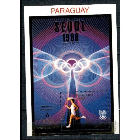 Paraguay 1988 - Jocurile Olimpice Seoul, flacara, colita neuzata Paraguay 1988 - Jocurile Olimpice Seoul, flacara, colita neuzata
