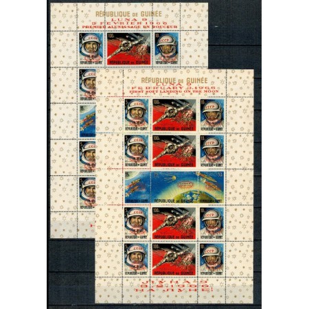 Guinea 1966 - Luna 9, supr., aselenizarea, blocuri neuzate