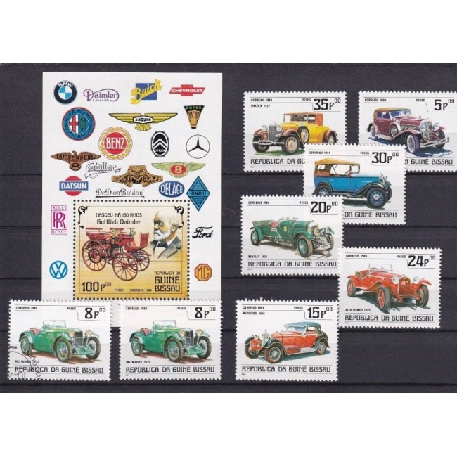 Guinea Bissau 1984 - Masini de epoca, serie+colita neuzata