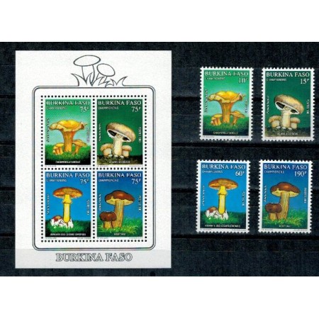 Burkina Faso 1990 - Ciuperci, serie+colita neuzata Burkina Faso 1990 - Ciuperci, serie+colita neuzata