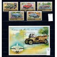 Lesotho 1985 - Masini de epoca, serie+colita neuzata