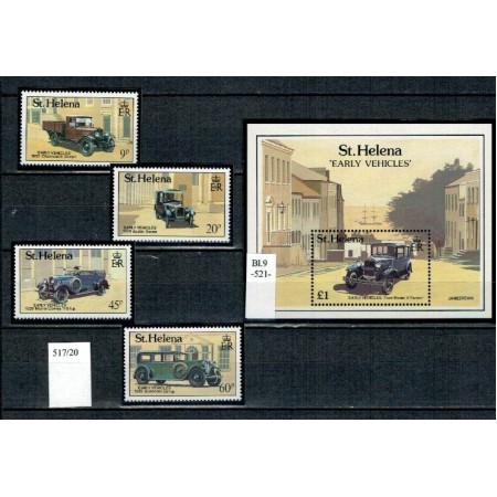 St. Helena 1989 - Masini de epoca, serie+colita neuzata