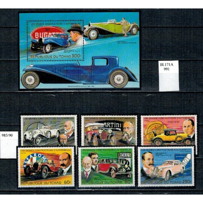 Tchad 1983 - Masini de epoca, serie+colita neuzata