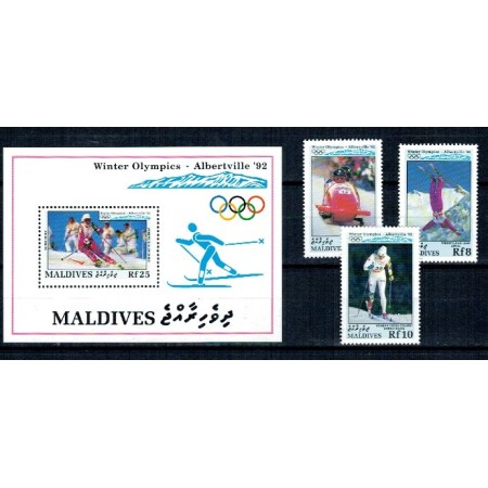 Maldives 1992 - Jocurile Olimpice de iarna, serie+colita neuzata Maldives 1992 - Jocurile Olimpice de iarna, serie+colita neuzata