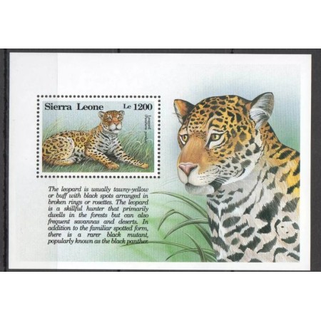 Sierra Leone 1993 - Fauna, leopard, colita neuzata Sierra Leone 1993 - Fauna, leopard, colita neuzata