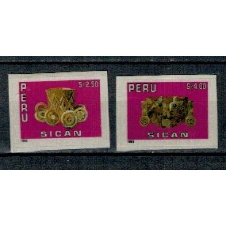 Peru 1993 - Arheologie, cultura Sican II, serie timbre autocolan Peru 1993 - Arheologie, cultura Sican II, serie timbre autocolan