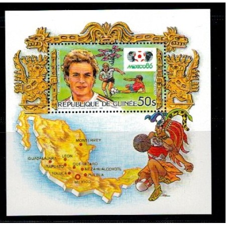 Guinea 1985 - Campionatul Mondial de fotbal, colita neuzata Guinea 1985 - Campionatul Mondial de fotbal, colita neuzata