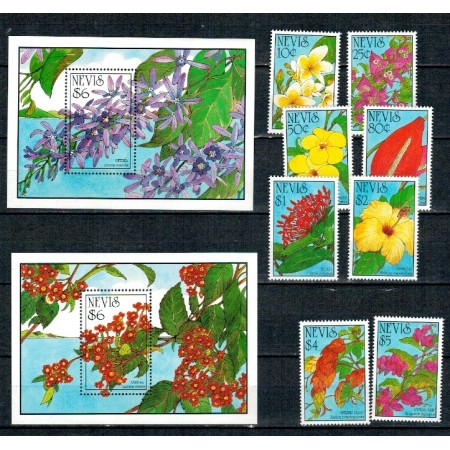 Nevis 1993 - Flori, serie+colite neuzate Nevis 1993 - Flori, serie+colite neuzate