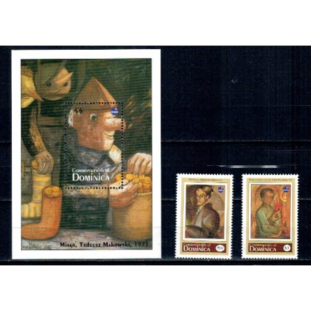 Dominica 1993 - Picturi, artisti polonezi, serie+colita neuzata Dominica 1993 - Picturi, artisti polonezi, serie+colita neuzata