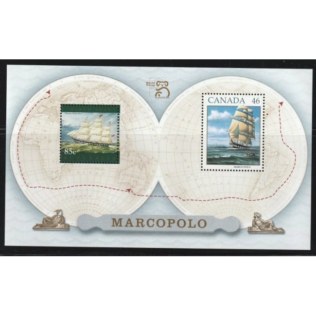 Canada 1999 - Marco Polo, vapoare, colita neuzata Canada 1999 - Marco Polo, vapoare, colita neuzata