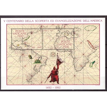 Vatican 1992 - Descoperirea Americii, bloc neuzat