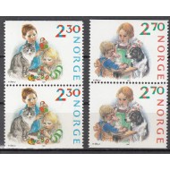 Norvegia 1987 - Craciun, copii, caini, pisici, serie neuzata per