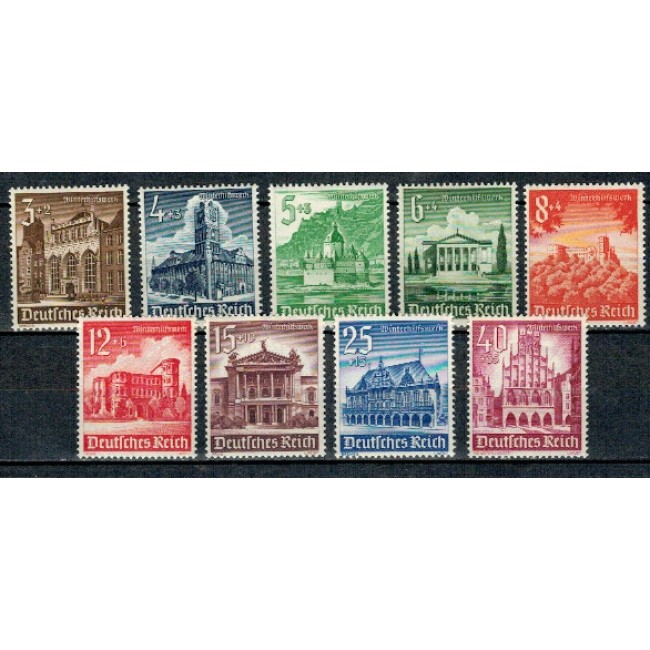 Deutsches Reich 1940 - Cladiri, arhitectura, serie neuzata