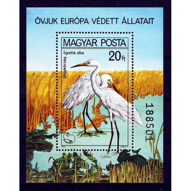 Ungaria 1980 - Pasari protejate, colita neuzata