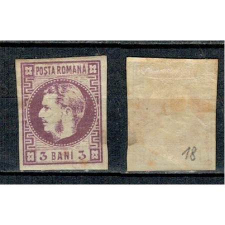 1868 - Carol I cu favoriti, 3bani nestampilat