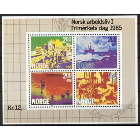 Norvegia 1985 - Ziua marcii postale, industria, bloc neuzat