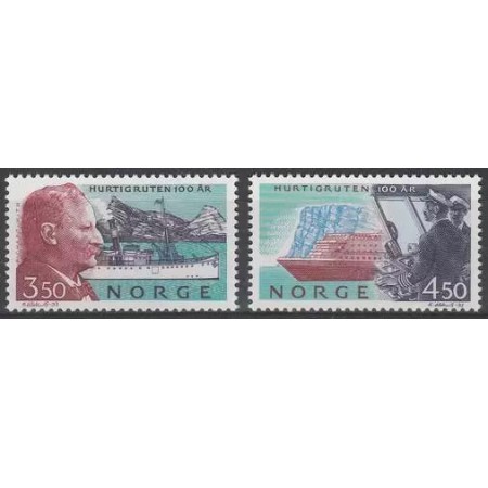 Norvegia 1993 - Vapoare, Hurtigruten Line, navigatie, serie neuz