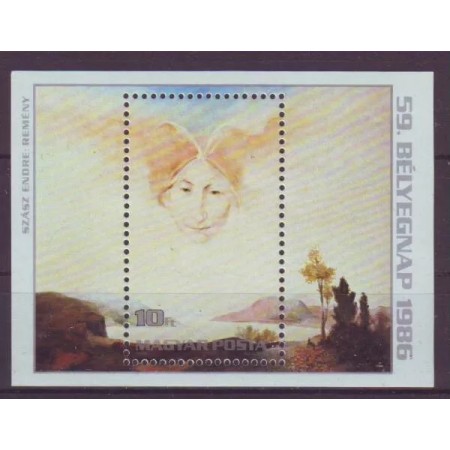 Ungaria 1986 - Ziua marcii postale, arta, colita neuzata Ungaria 1986 - Ziua marcii postale, arta, colita neuzata