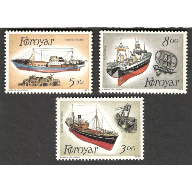 Insulele Feroe 1987 - Barci de pescuit, vapoare, serie neuzata