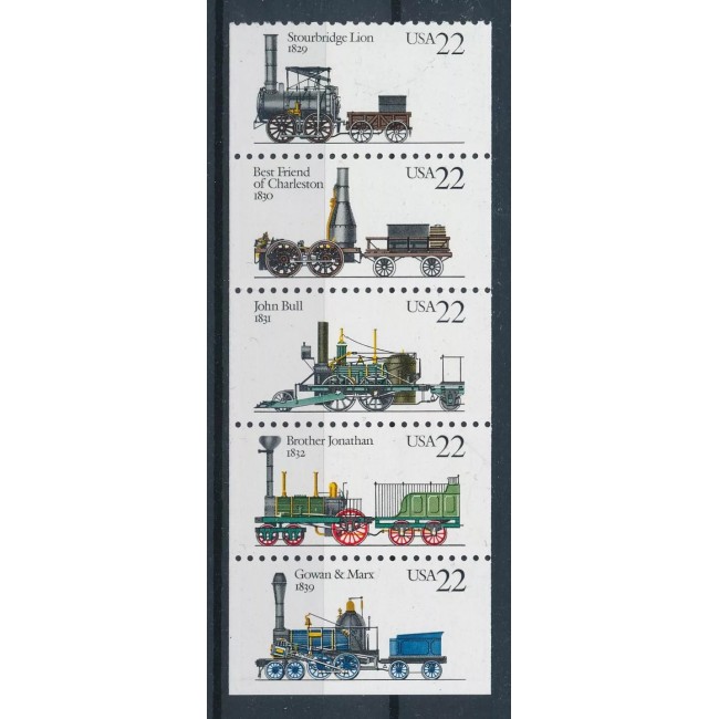 SUA 1987 - Locomotive, serie neuzata din carnet SUA 1987 - Locomotive, serie neuzata din carnet