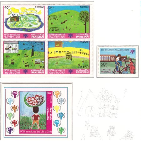 Pakistan 1979 - UNICEF, copii, serie+colita neuzata Pakistan 1979 - UNICEF, copii, serie+colita neuzata
