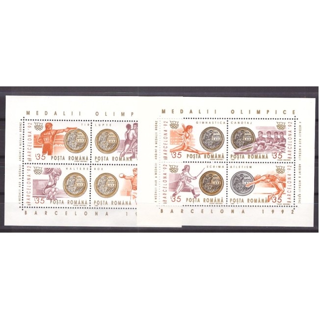 1992 - Medalii olimpice, blocuri neuzate 1992 - Medalii olimpice, blocuri neuzate
