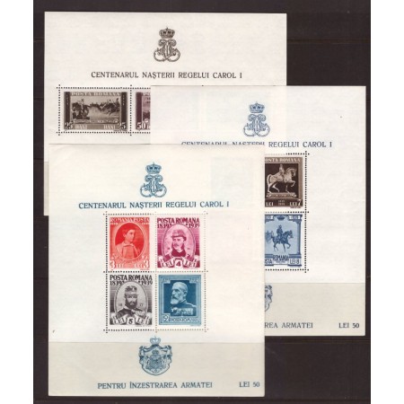 1939 - Centenarul nașterii Regelui Carol I set colite neuzate 1939 - Centenarul nașterii Regelui Carol I set colite neuzate