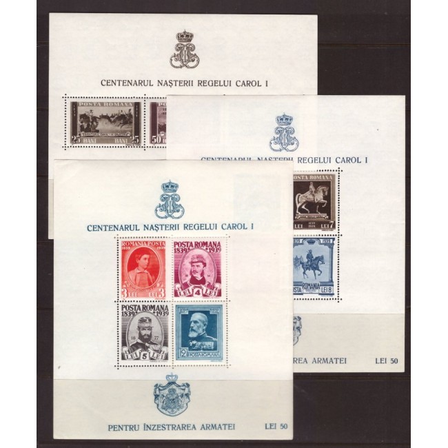 1939 Centenarul nasterii Regelui Carol I set colite nestampilate 1939 Centenarul nasterii Regelui Carol I set colite nestampilate