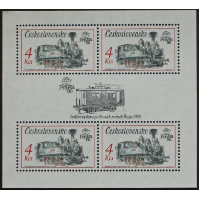 Cehoslovacia 1987 - Locomotiva, bloc neuzat Cehoslovacia 1987 - Locomotiva, bloc neuzat