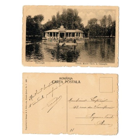 Bucuresti 1920(aprox.) - Cismigiu, Insula Monte Carlo, ilustrata