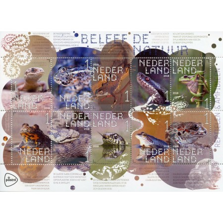 Olanda 2018 - Fauna, serpi, broaste, bloc timbre autocolant Olanda 2018 - Fauna, serpi, broaste, bloc timbre autocolant