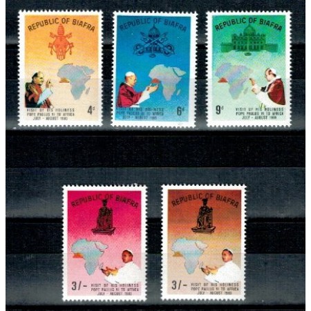 Biafra 1969 - Vizita Papei, serie neuzata Mi40-43a, 43b Biafra 1969 - Vizita Papei, serie neuzata Mi40-43a, 43b