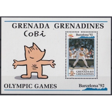Grenada Grenadines 1992 Sport, JO Barcelona, baseball, colita ne Grenada Grenadines 1992 Sport, JO Barcelona, baseball, colita ne