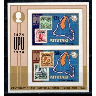 Aitutaki 1974 - UPU, timbru pe timbru, colita ndt neuzata