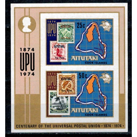 Aitutaki 1974 - UPU, timbru pe timbru, colita ndt neuzata Aitutaki 1974 - UPU, timbru pe timbru, colita ndt neuzata