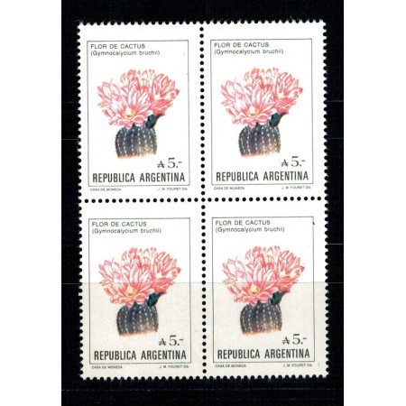 Argentina 1987 - Flori de cactus, bloc de 4 neuzat Argentina 1987 - Flori de cactus, bloc de 4 neuzat