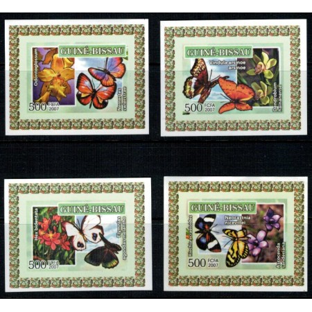 Guinea Bissau 2007 - Fluturi, orhidee, serie nedantelata DELUXE Guinea Bissau 2007 - Fluturi, orhidee, serie nedantelata DELUXE