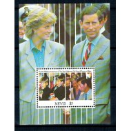 Nevis 1991 - Charles&Diana, aniv. Royal Wedding, colita neuzata