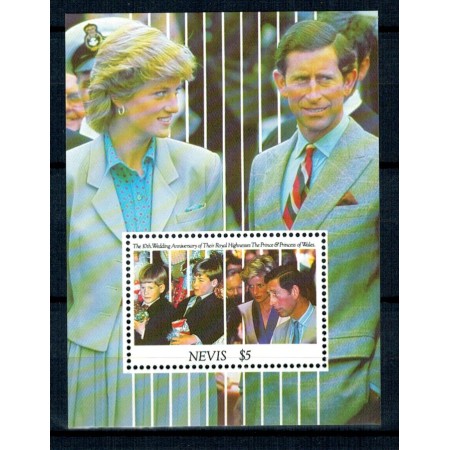 Nevis 1991 - Charles&Diana, aniv. Royal Wedding, colita neuzata Nevis 1991 - Charles&Diana, aniv. Royal Wedding, colita neuzata