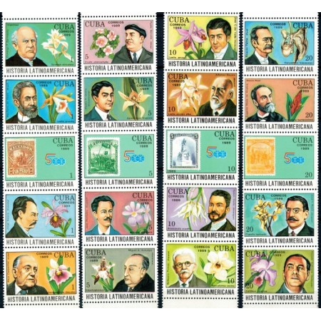 Cuba 1989 - Flori, orhidee, scriitori, serie neuzata Cuba 1989 - Flori, orhidee, scriitori, serie neuzata