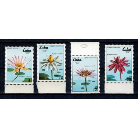 Cuba 1979 - Flori de apa, flora, serie neuzata Cuba 1979 - Flori de apa, flora, serie neuzata