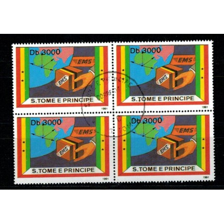 Sao Tome 1991 - expres stamp, bloc de 4 stampilat Sao Tome 1991 - expres stamp, bloc de 4 stampilat