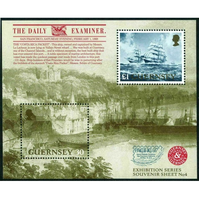 Guernsey 1997 - Daily Examiner, vapoare, colita neuzata Guernsey 1997 - Daily Examiner, vapoare, colita neuzata