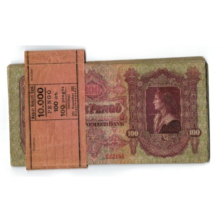 Ungaria 1930 - Lot 15 bancnote 100 pengo, banderola de banca