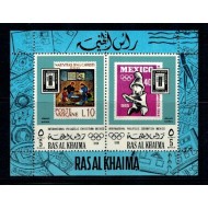 Ras al Khaima 1968 - Jocuri Olimpice, timbru pe timbru, colita n